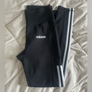 Adidas Women's Black Leggings with White Stripes